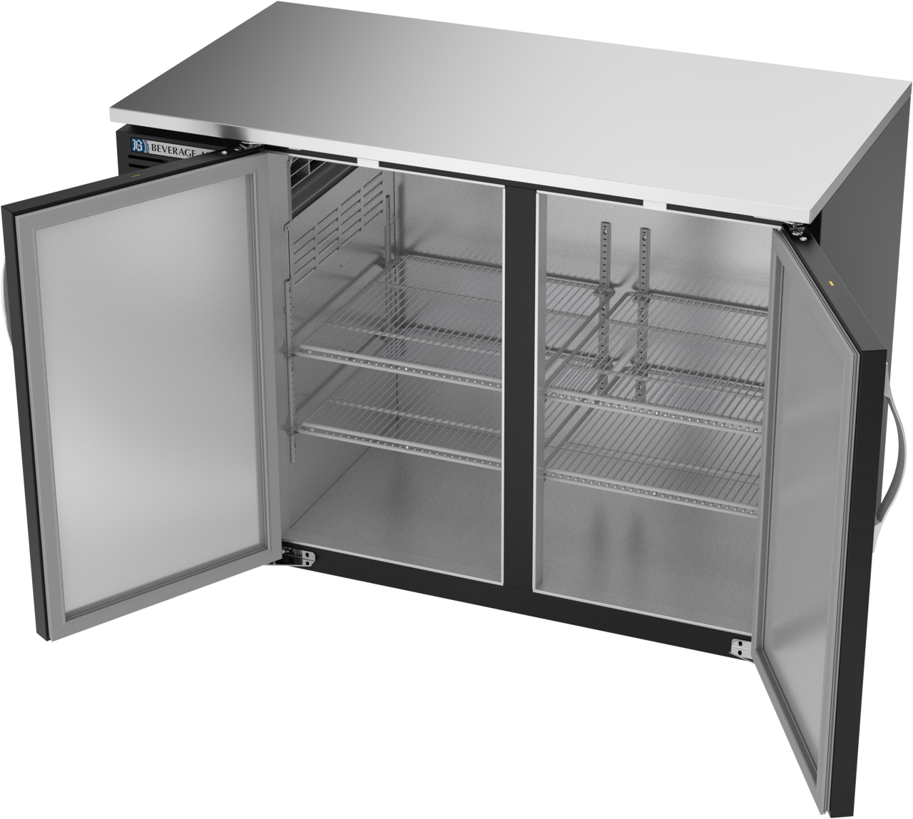 BBN48HC-F-B | 48" Narrow Depth Solid Doors Food Rated Back Bar in Black BBN48HC-F-B | 48" Narrow Depth Solid Doors Food Rated Back Bar in Black