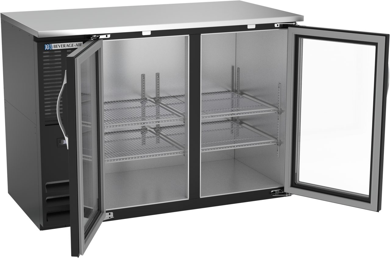 BBN48HC-FG-B | 48" Narrow Depth Glass Doors Food Rated Back Bar in Black