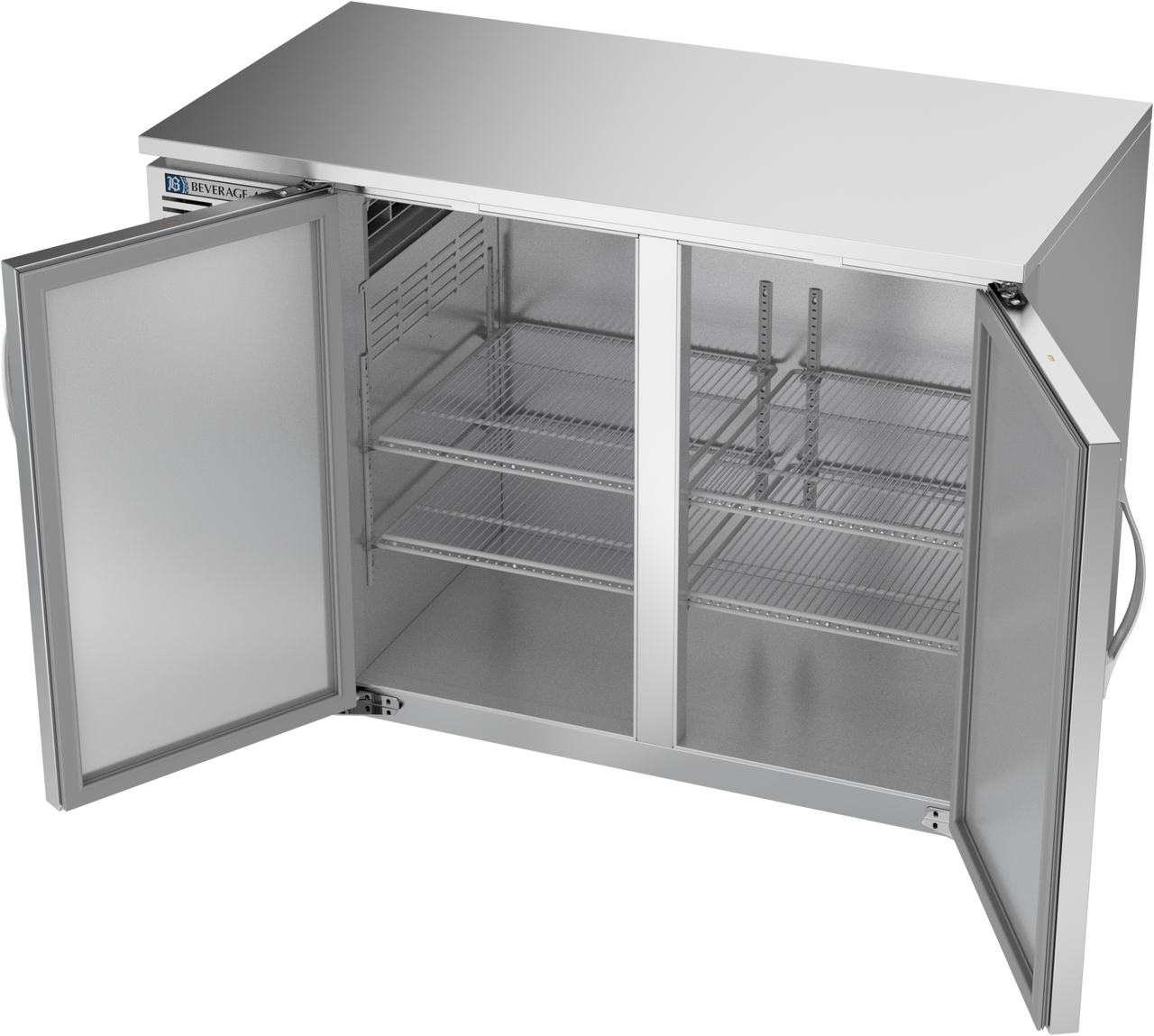 BBN48HC-F-S | 48" Narrow Depth Solid Doors Food Rated Back Bar in Stainless Steel BBN48HC-F-S | 48" Narrow Depth Solid Doors Food Rated Back Bar in Stainless Steel