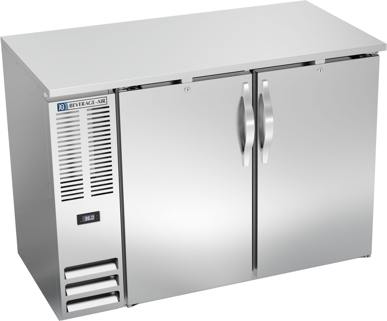 BBN48HC-F-S | 48" Narrow Depth Solid Doors Food Rated Back Bar in Stainless Steel