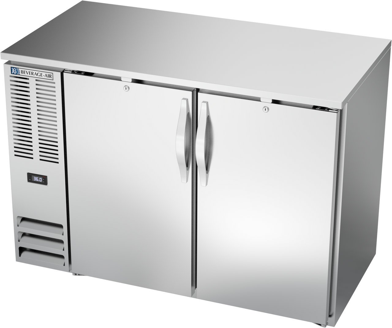 BBN48HC-F-S | 48" Narrow Depth Solid Doors Food Rated Back Bar in Stainless Steel