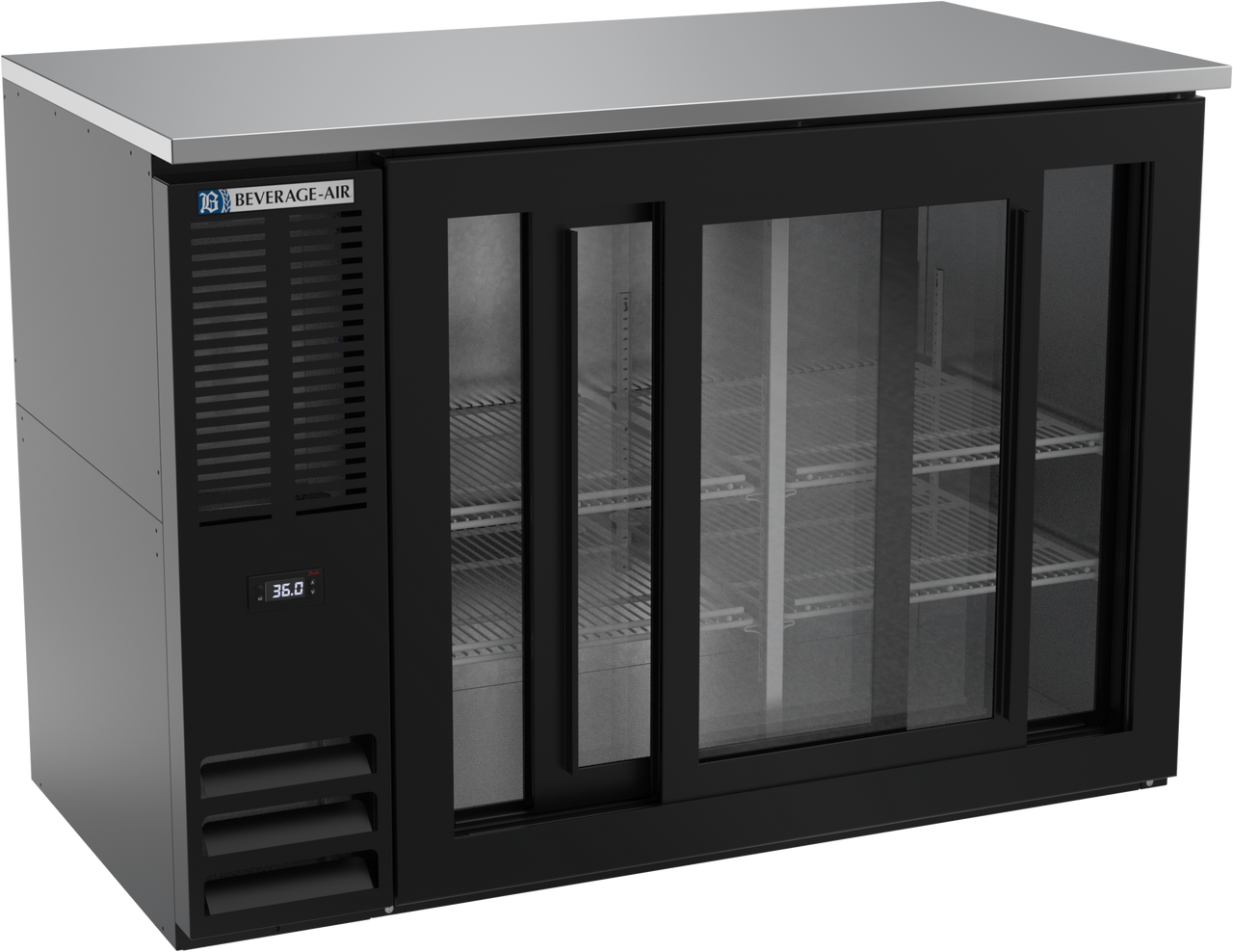 BBN48HC-GS-B | 48" Narrow Depth Sliding Glass Doors Back Bar in Black BBN48HC-GS-B | 48" Narrow Depth Sliding Glass Doors Back Bar in Black