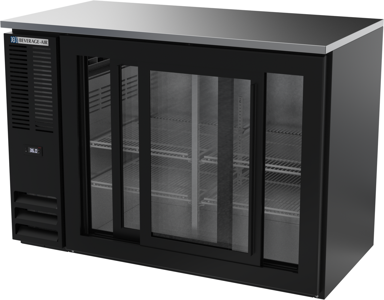 BBN48HC-GS-B | 48" Narrow Depth Sliding Glass Doors Back Bar in Black BBN48HC-GS-B | 48" Narrow Depth Sliding Glass Doors Back Bar in Black