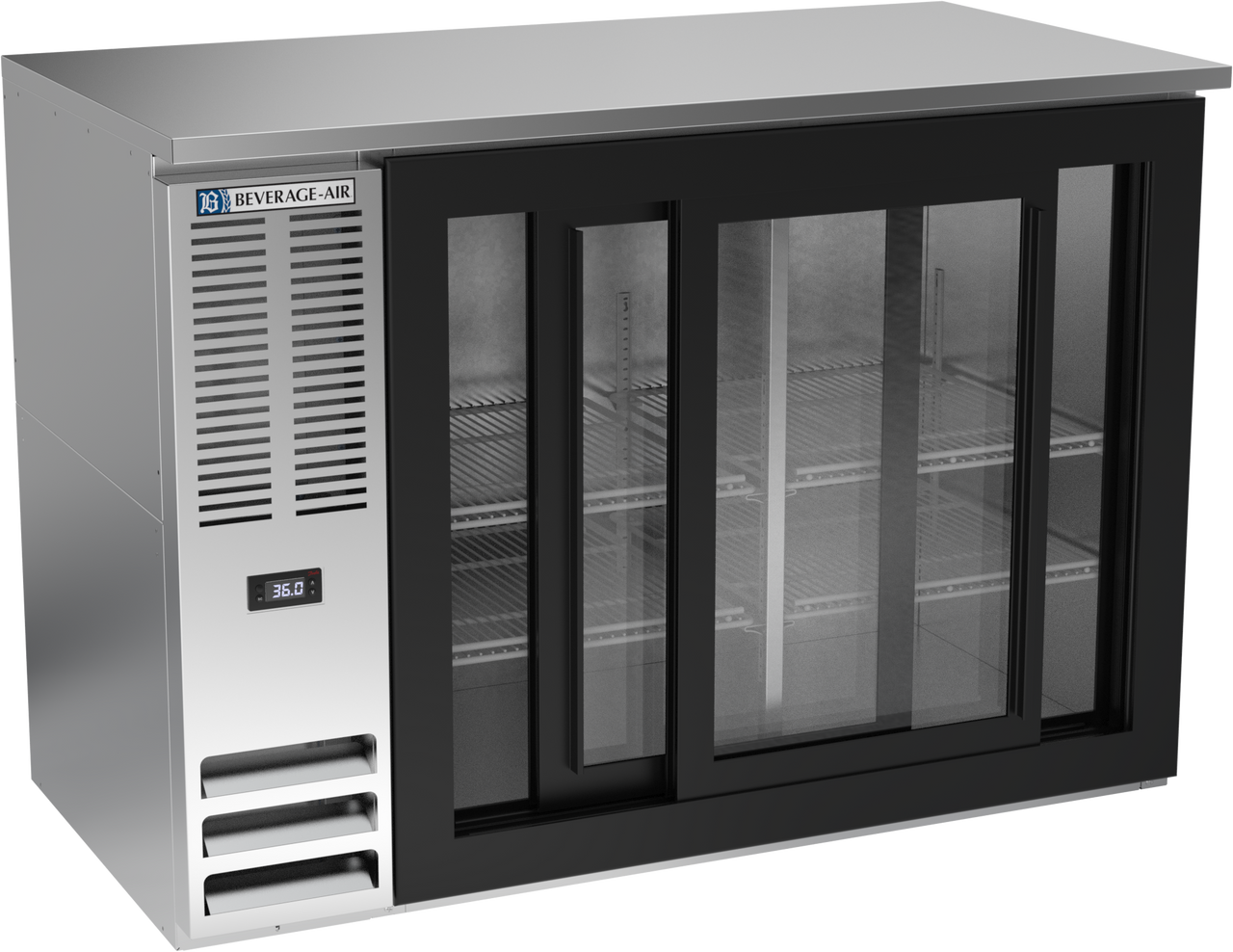 BBN48HC-GS-S | 48" Narrow Depth Sliding Glass Doors Back Bar in Stainless Steel BBN48HC-GS-S | 48" Narrow Depth Sliding Glass Doors Back Bar in Stainless Steel