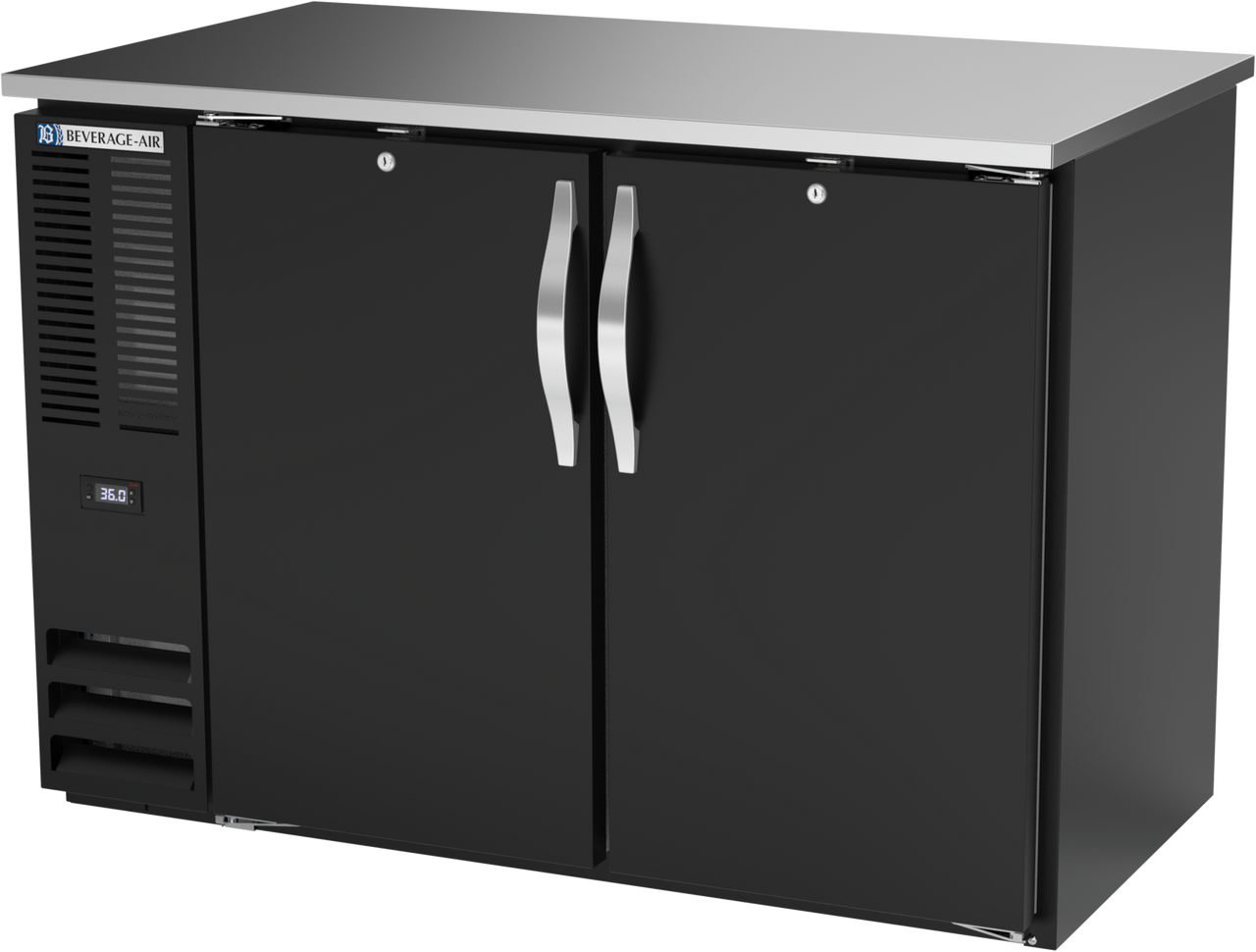 BBN48HC-PT-B | 48" Narrow Depth Solid Doors Pass-thru Back Bar in Black BBN48HC-PT-B | 48" Narrow Depth Solid Doors Pass-thru Back Bar in Black