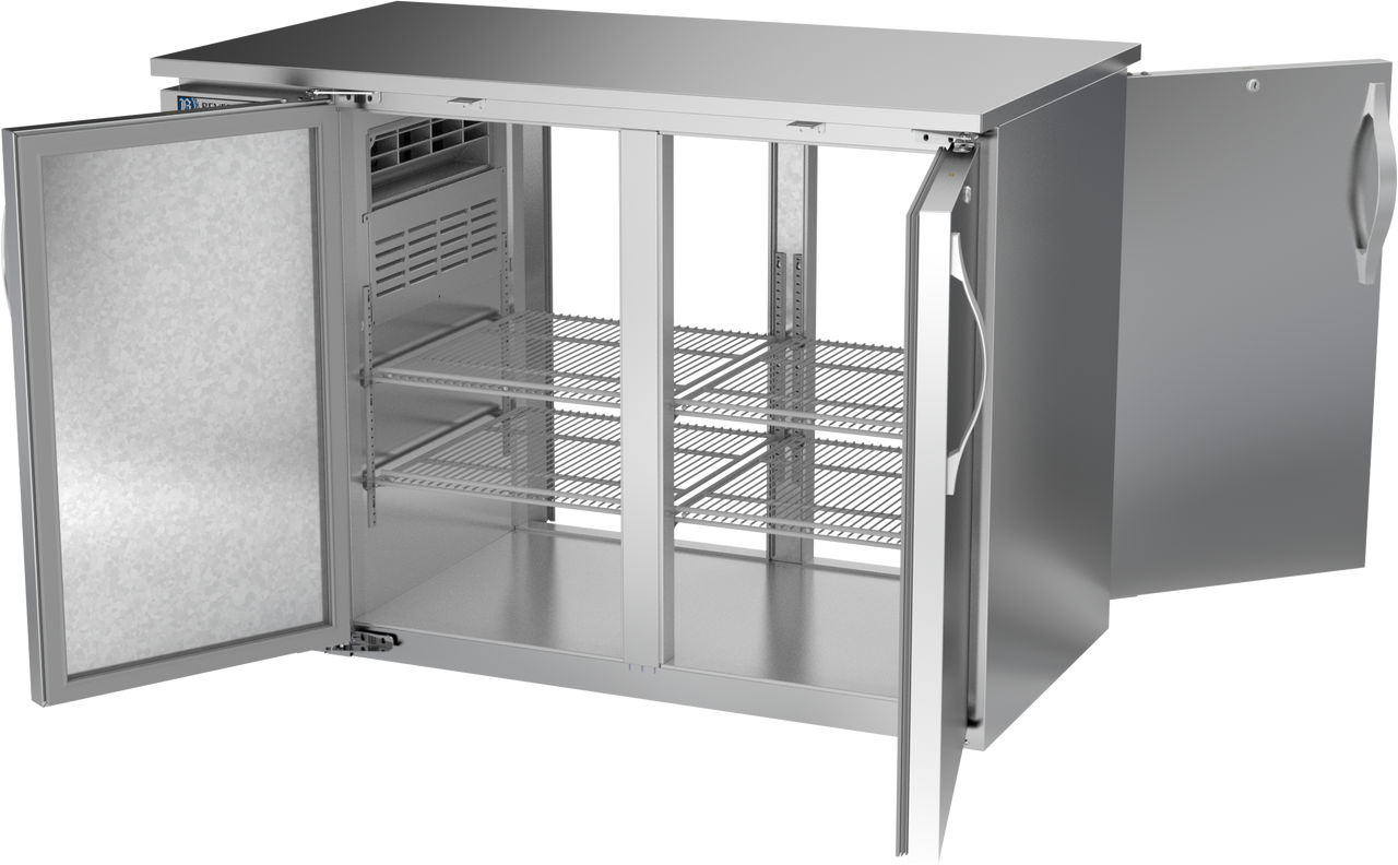 BBN48HC-PT-S | 48" Narrow Depth Solid Doors Pass-thru Back Bar in Stainless Steel