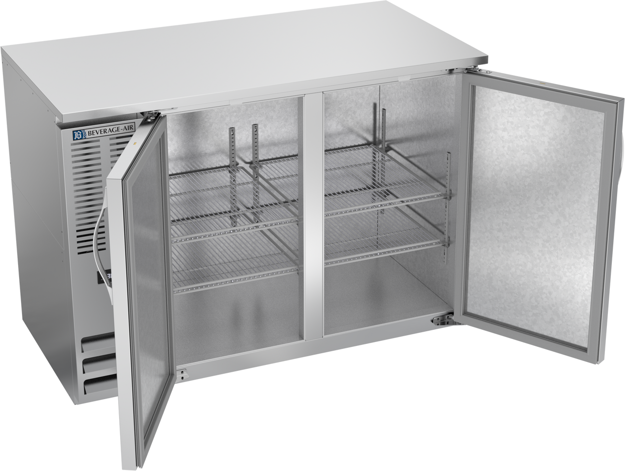 BBN48HC-S | 48" Narrow Depth Solid Doors Back Bar in Stainless Steel
