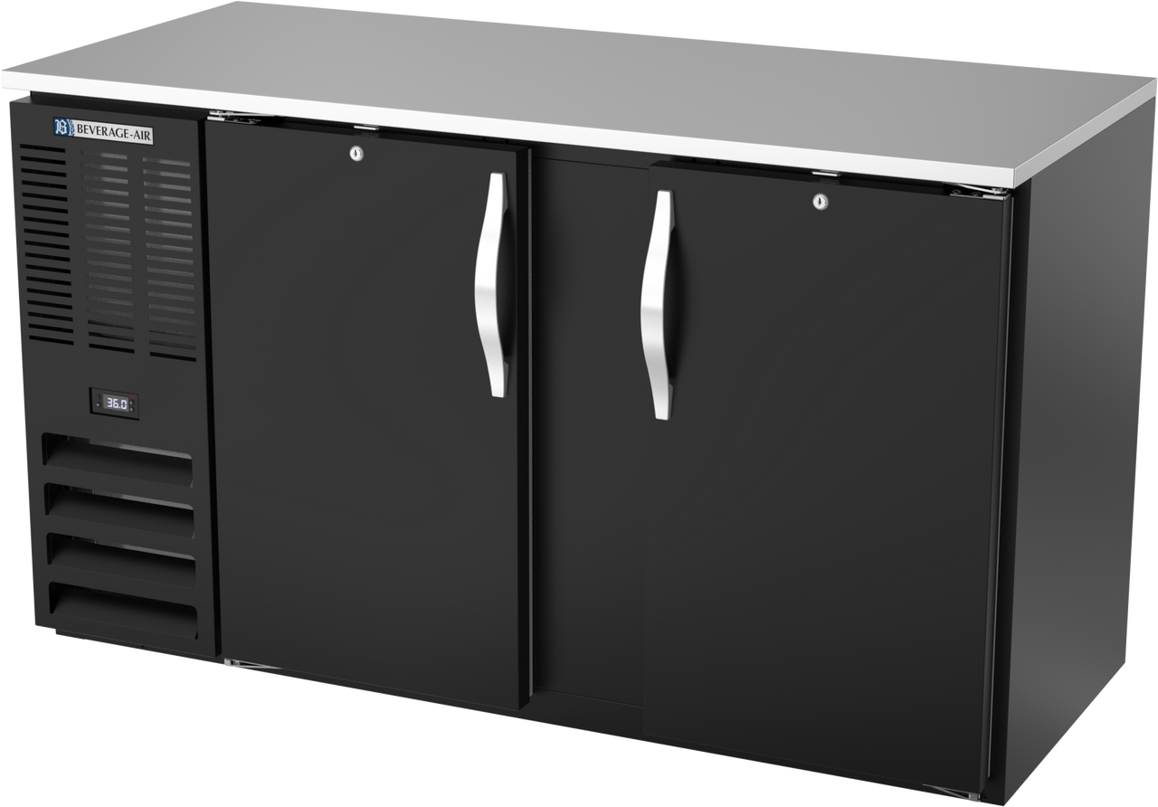 BBN58HC-B | 58" Narrow Depth Solid Doors Back Bar in Black