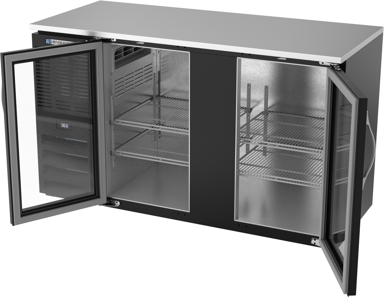 BBN58HC-G-B | 58" Narrow Depth Glass Doors Back Bar in Black BBN58HC-G-B | 58" Narrow Depth Glass Doors Back Bar in Black