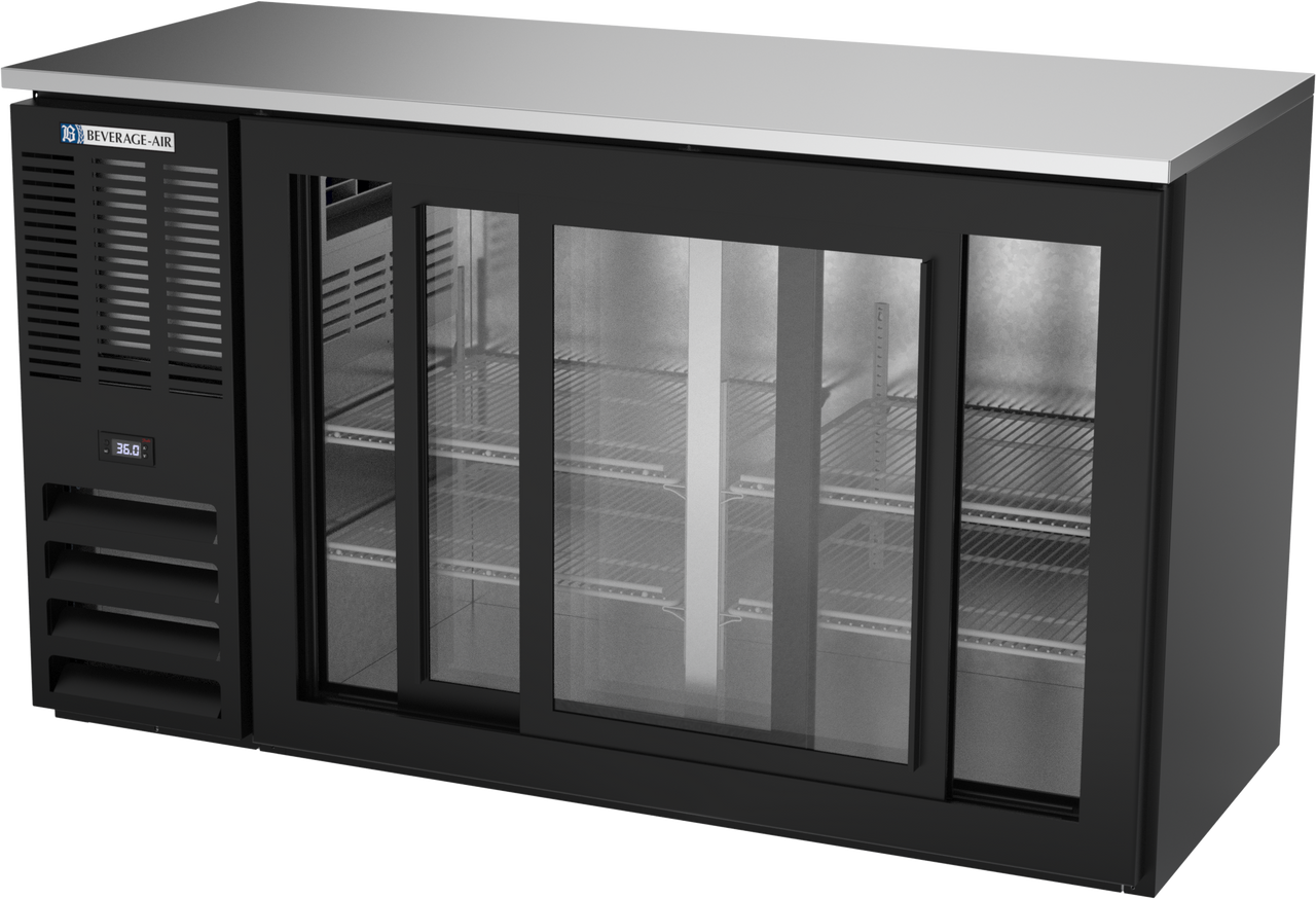 BBN58HC-GS-B | 58" Narrow Depth Sliding Glass Doors Back Bar in Black