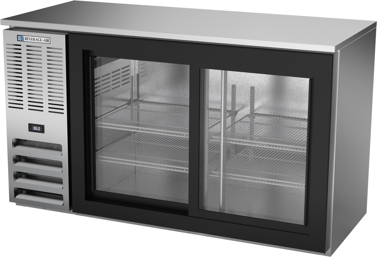 BBN58HC-GS-S | 58" Narrow Depth Sliding Glass Doors Back Bar in Stainless Steel BBN58HC-GS-S | 58" Narrow Depth Sliding Glass Doors Back Bar in Stainless Steel