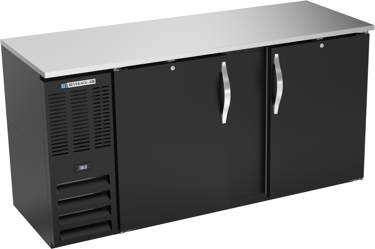 BBN68HC-B | 68" Narrow Depth Solid Doors Back Bar in Black