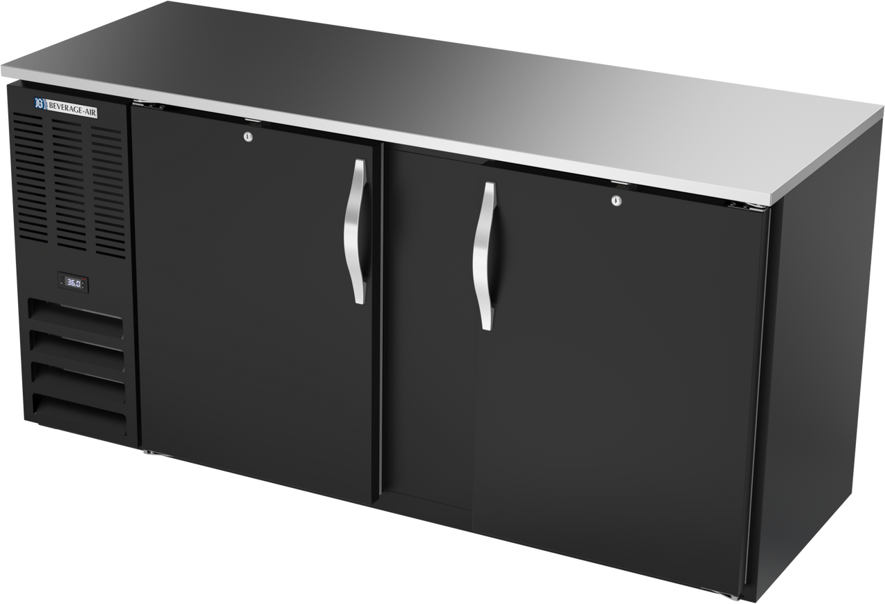 BBN68HC-B | 68" Narrow Depth Solid Doors Back Bar in Black