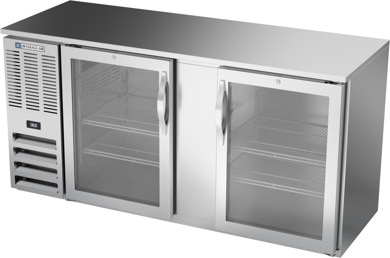 BBN68HC-FG-S | 68" Narrow Depth Glass Doors Food Rated Back Bar in Stainless Steel BBN68HC-FG-S | 68" Narrow Depth Glass Doors Food Rated Back Bar in Stainless Steel