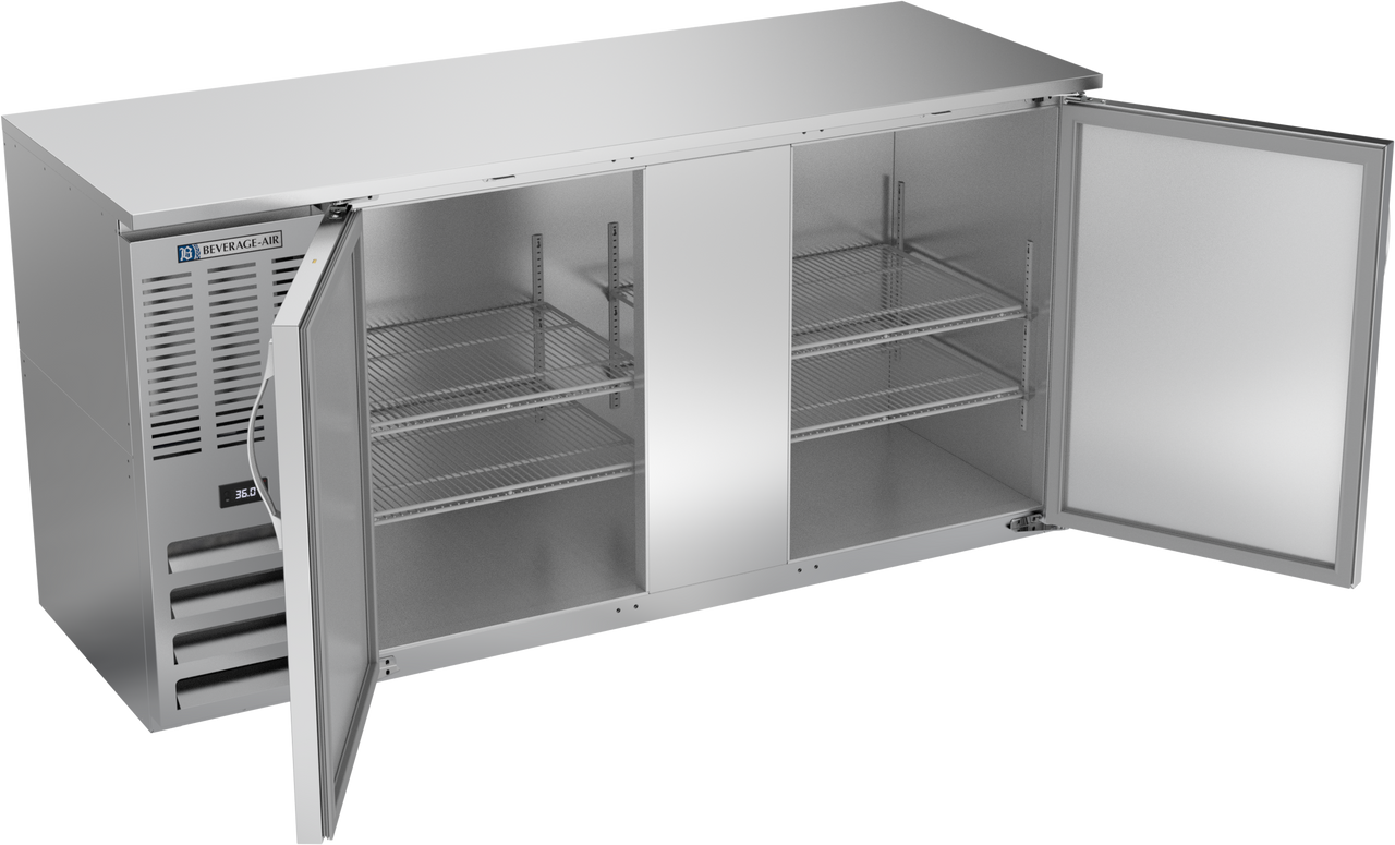BBN68HC-F-S | 68" Narrow Depth Solid Doors Food Rated Back Bar in Stainless Steel BBN68HC-F-S | 68" Narrow Depth Solid Doors Food Rated Back Bar in Stainless Steel