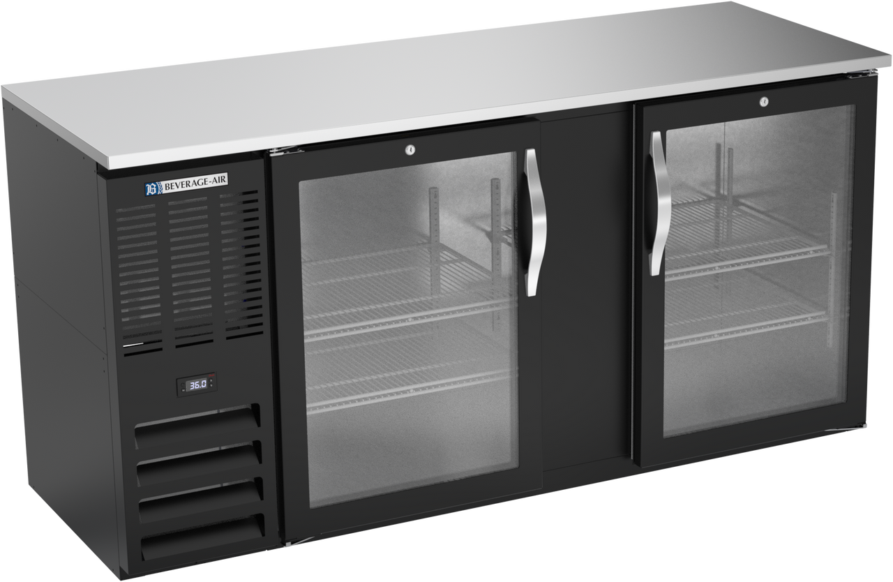 BBN68HC-G-B | 68" Narrow Depth Glass Doors Back Bar in Black BBN68HC-G-B | 68" Narrow Depth Glass Doors Back Bar in Black