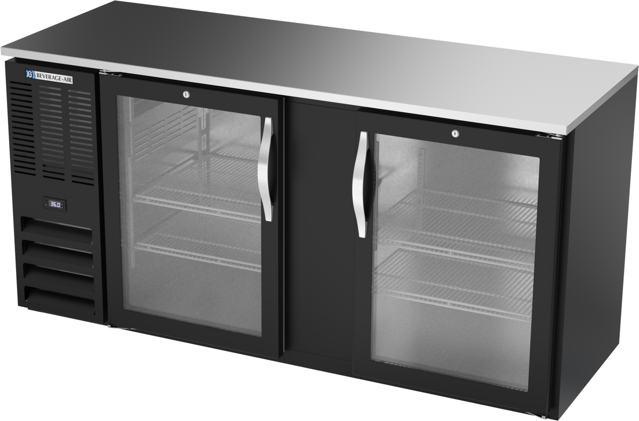 BBN68HC-G-B | 68" Narrow Depth Glass Doors Back Bar in Black
