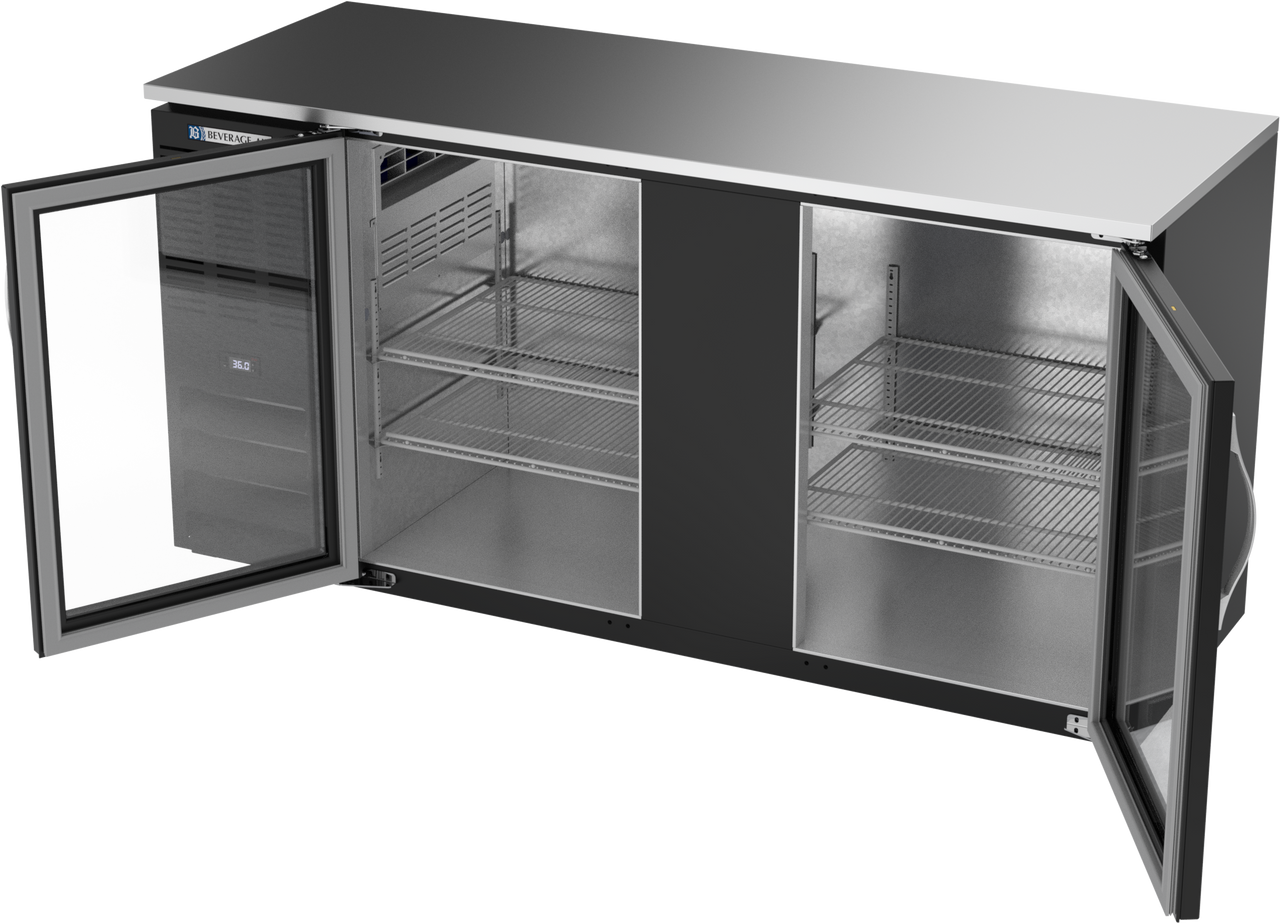 BBN68HC-G-B | 68" Narrow Depth Glass Doors Back Bar in Black