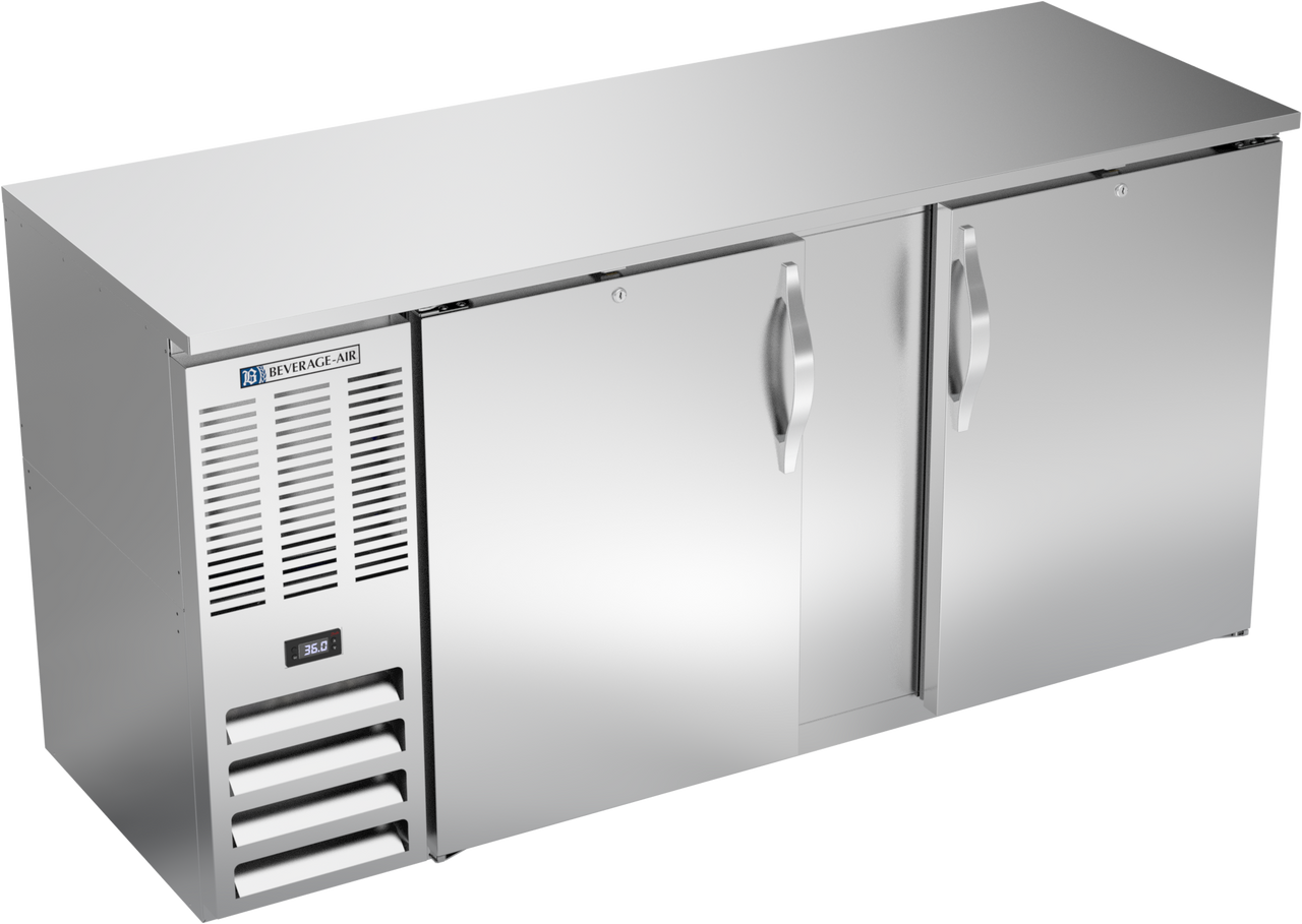 BBN68HC-S | 68" Narrow Depth Solid Doors Back Bar in Stainless Steel