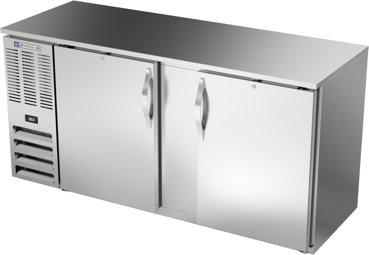 BBN68HC-S | 68" Narrow Depth Solid Doors Back Bar in Stainless Steel