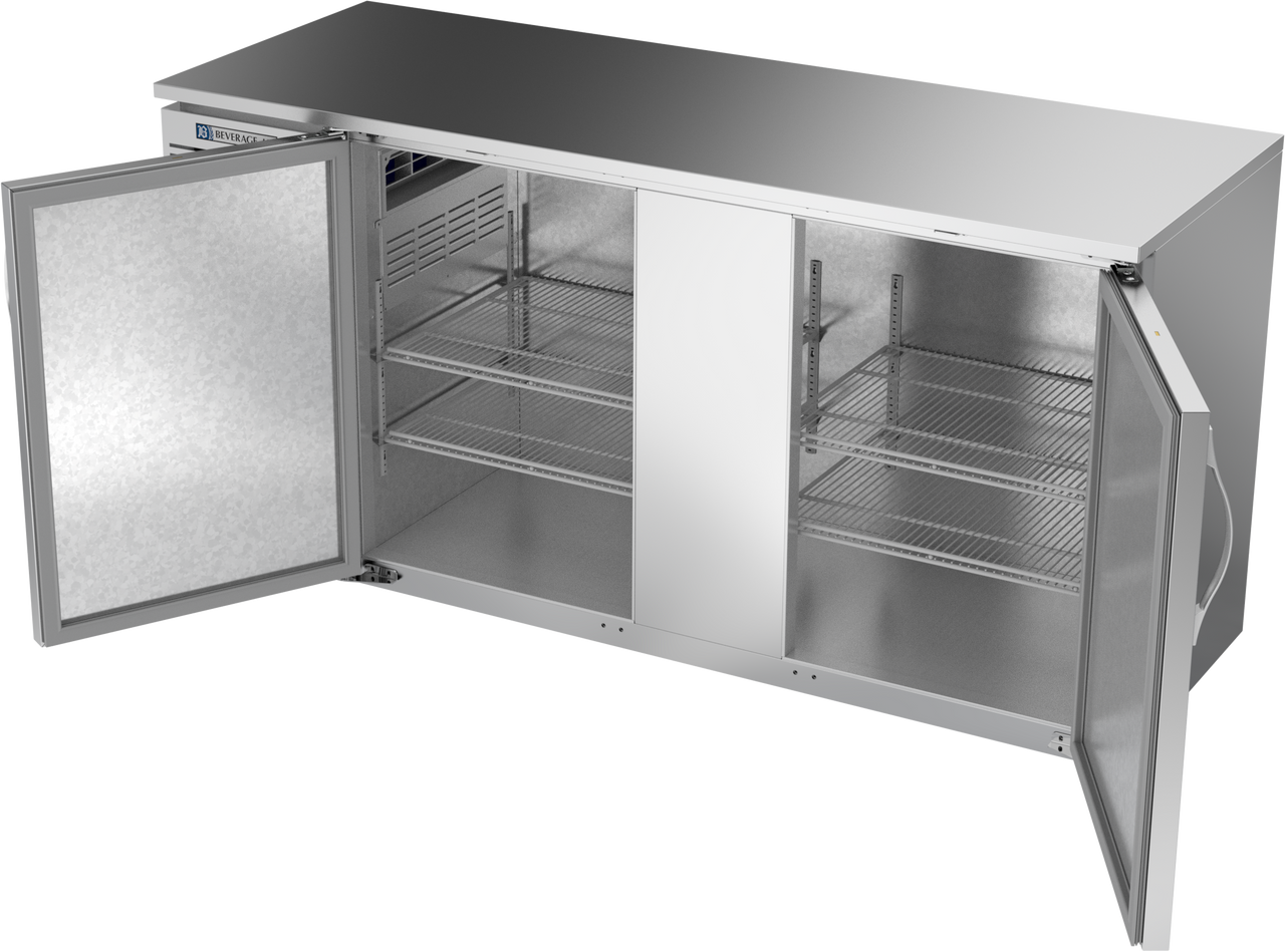 BBN68HC-S | 68" Narrow Depth Solid Doors Back Bar in Stainless Steel