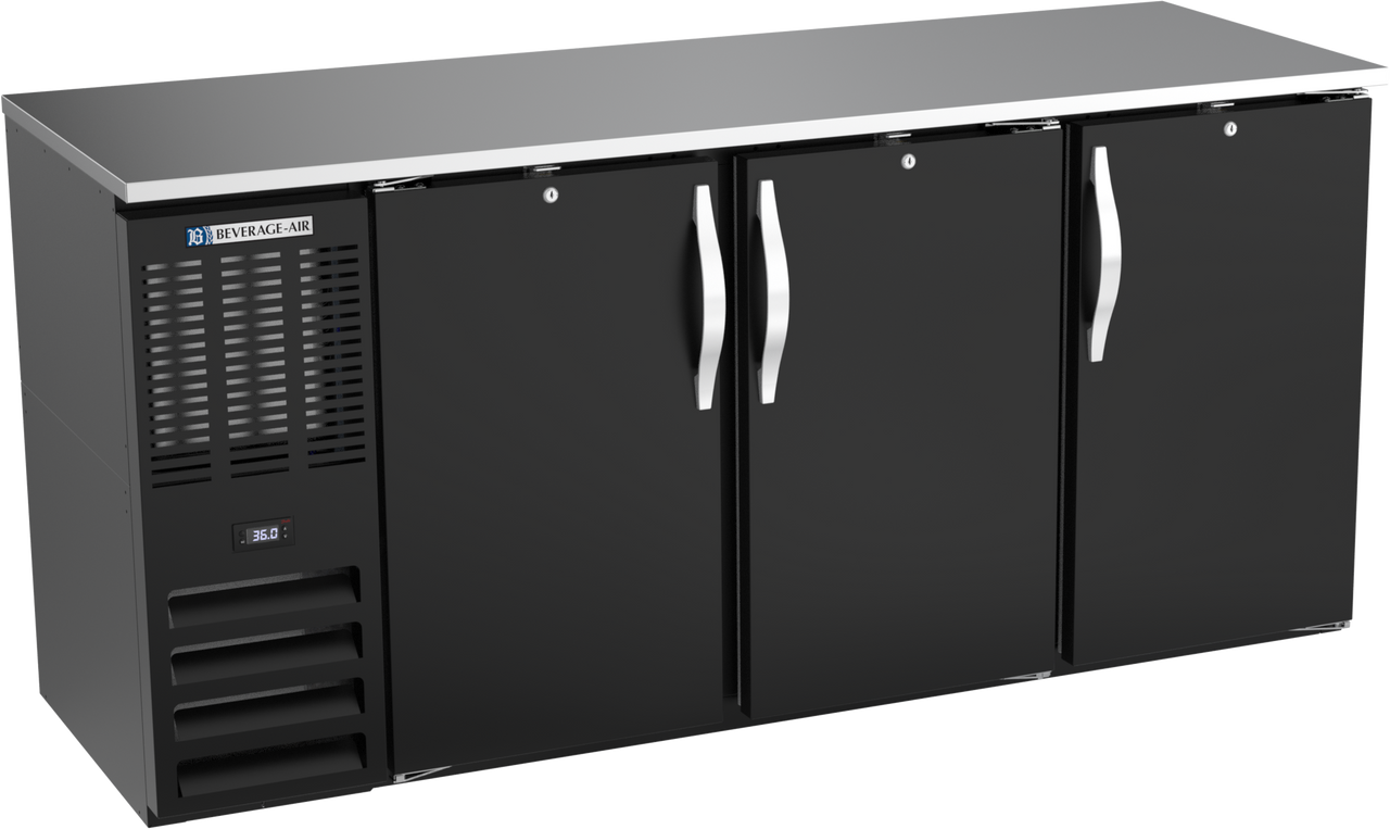 BBN72HC-B | 72" Narrow Depth Solid Doors Back Bar in Black