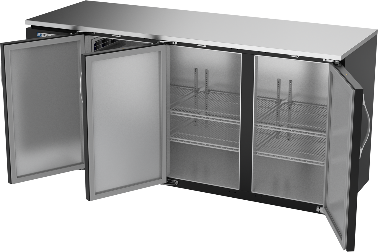 BBN72HC-F-B | 72" Narrow Depth Solid Doors Food Rated Back Bar in Black BBN72HC-F-B | 72" Narrow Depth Solid Doors Food Rated Back Bar in Black