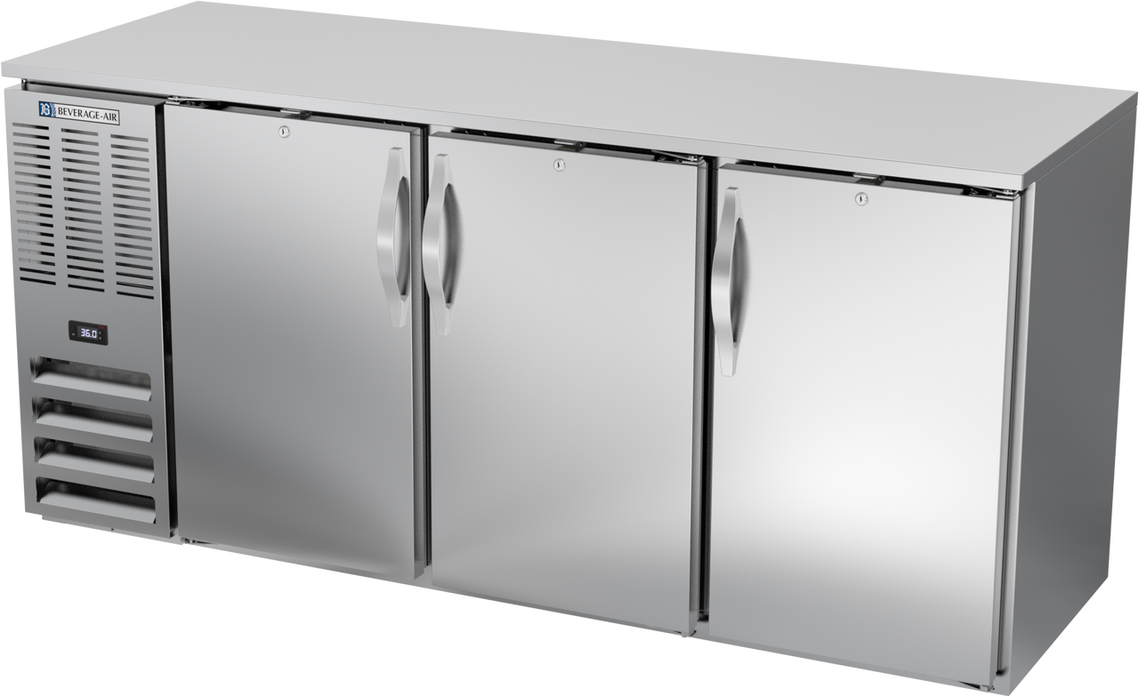 BBN72HC-F-S | 72" Narrow Depth Solid Doors Food Rated Back Bar in Stainless Steel