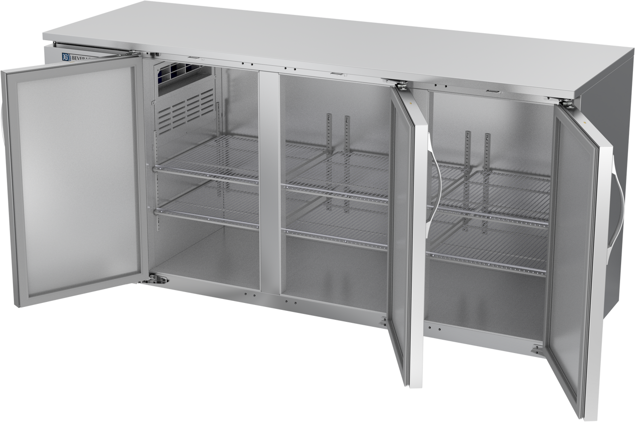 BBN72HC-F-S | 72" Narrow Depth Solid Doors Food Rated Back Bar in Stainless Steel