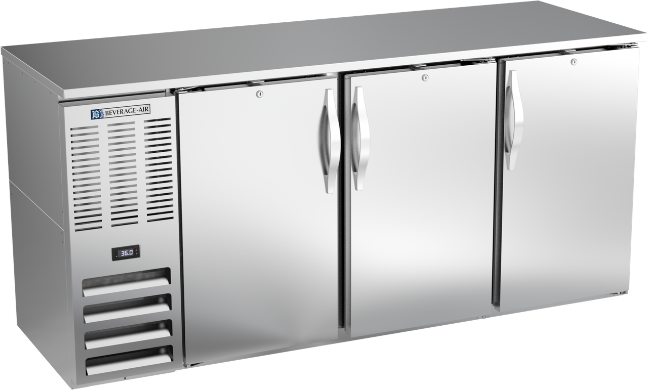BBN72HC-F-S | 72" Narrow Depth Solid Doors Food Rated Back Bar in Stainless Steel