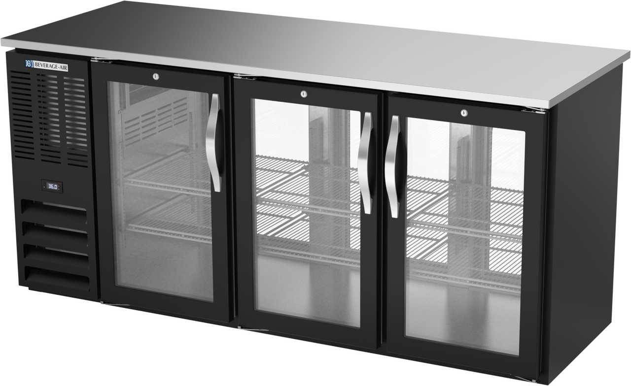 BBN72HC-G-PT-B | 72" Narrow Depth Glass Doors Pass-thru Back Bar in Black BBN72HC-G-PT-B | 72" Narrow Depth Glass Doors Pass-thru Back Bar in Black