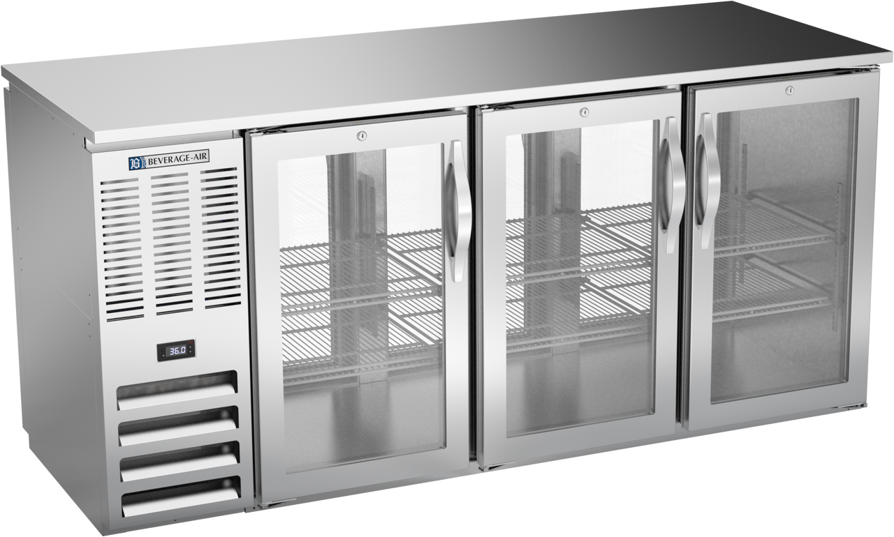 BBN72HC-G-PT-S | 72" Narrow Depth Glass Doors Pass-thru Back Bar in Stainless Steel BBN72HC-G-PT-S | 72" Narrow Depth Glass Doors Pass-thru Back Bar in Stainless Steel