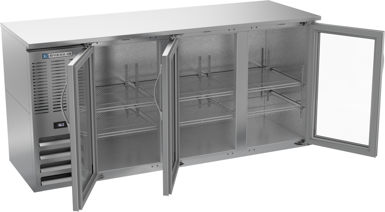 BBN72HC-G-S | 72" Narrow Depth Glass Doors Back Bar in Stainless Steel BBN72HC-G-S | 72" Narrow Depth Glass Doors Back Bar in Stainless Steel