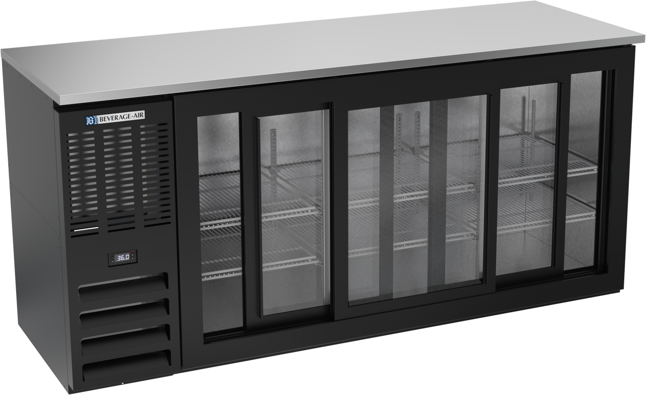 BBN72HC-GS-B | 72" Narrow Depth Sliding Glass Doors Back Bar in Black