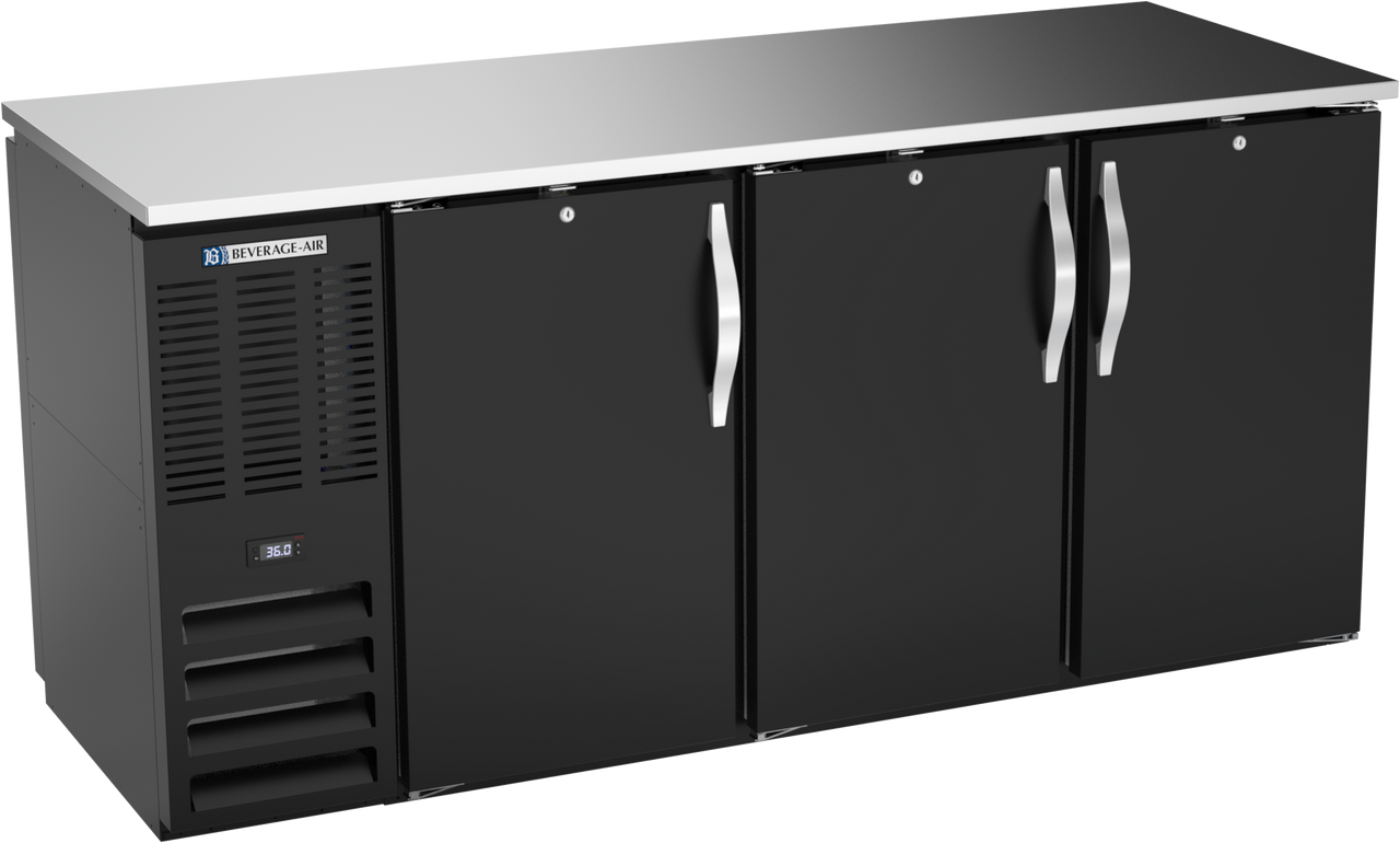 BBN72HC-PT-B | 72" Narrow Depth Solid Doors Pass-thru Back Bar in Black BBN72HC-PT-B | 72" Narrow Depth Solid Doors Pass-thru Back Bar in Black