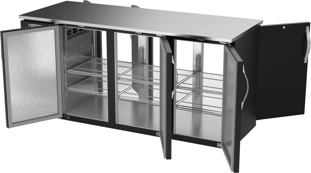 BBN72HC-PT-B | 72" Narrow Depth Solid Doors Pass-thru Back Bar in Black