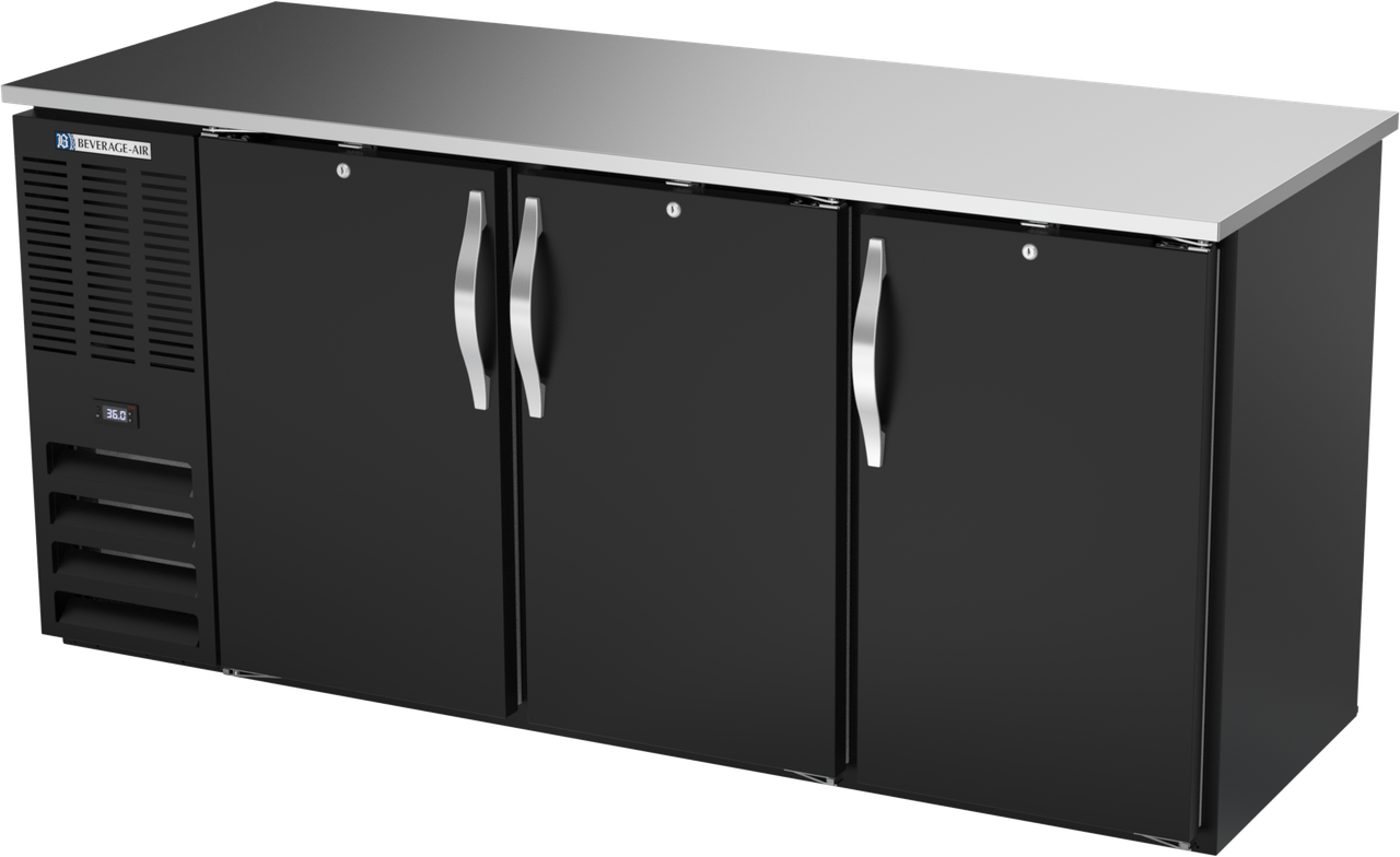BBN72HC-PT-B | 72" Narrow Depth Solid Doors Pass-thru Back Bar in Black