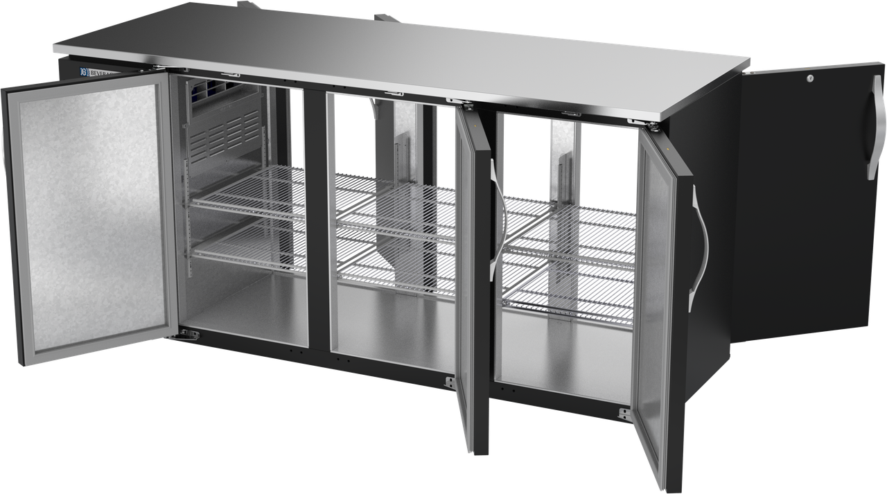 BBN72HC-PT-B | 72" Narrow Depth Solid Doors Pass-thru Back Bar in Black