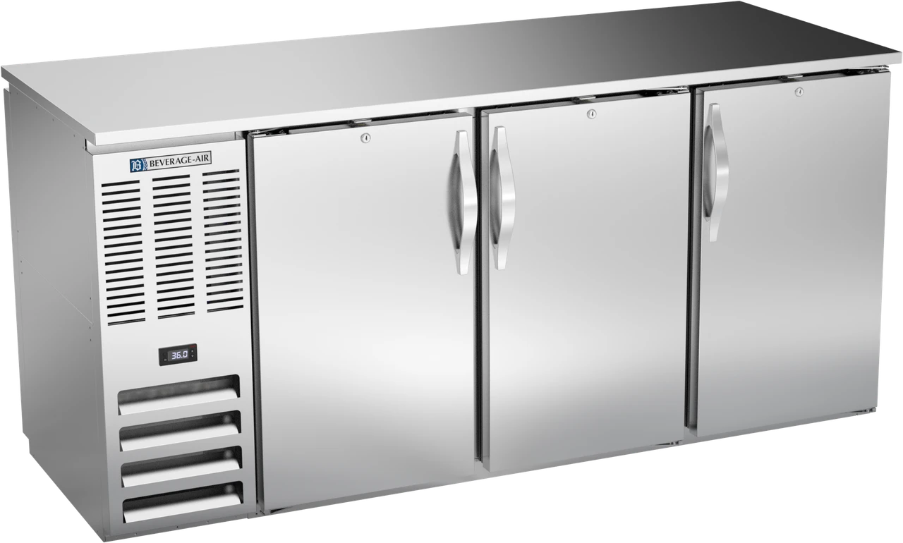 BBN72HC-PT-S | 72" Narrow Depth Solid Doors Pass-thru Back Bar in Stainless Steel
