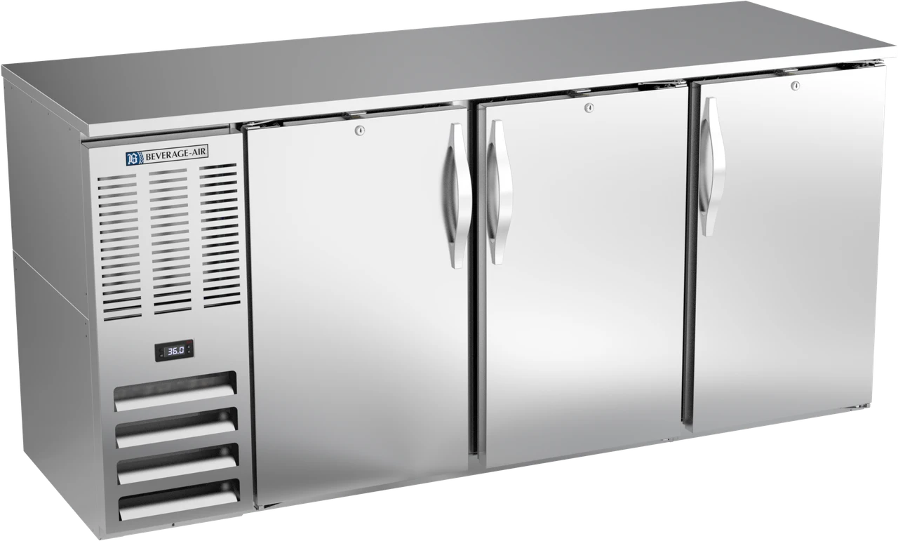 BBN72HC-S | 72" Narrow Depth Solid Doors Back Bar in Stainless Steel