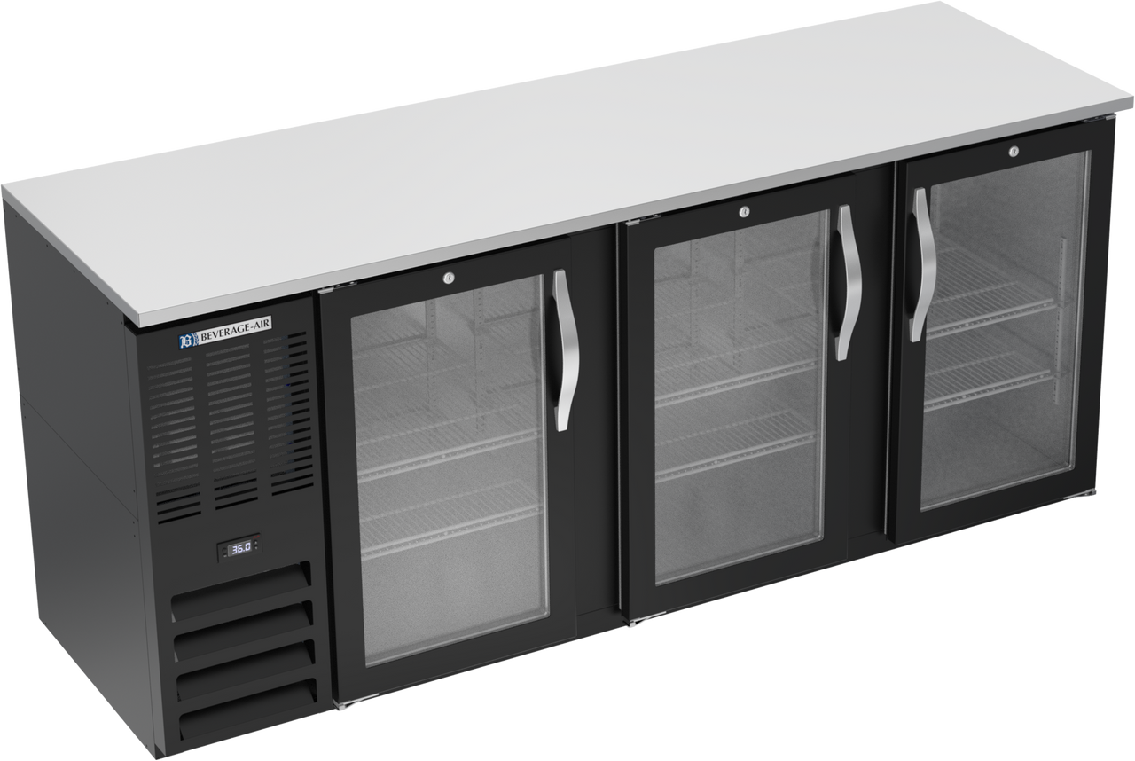 BBN78HC-FG-B | 78" Narrow Depth Glass Doors Food Rated Back Bar in Black BBN78HC-FG-B | 78" Narrow Depth Glass Doors Food Rated Back Bar in Black