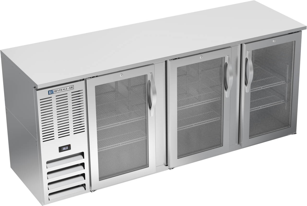 BBN78HC-FG-S | 78" Narrow Depth Glass Doors Food Rated Back Bar in Stainless Steel BBN78HC-FG-S | 78" Narrow Depth Glass Doors Food Rated Back Bar in Stainless Steel