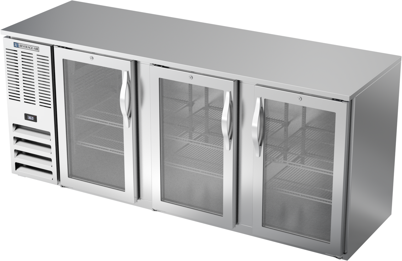 BBN78HC-FG-S | 78" Narrow Depth Glass Doors Food Rated Back Bar in Stainless Steel BBN78HC-FG-S | 78" Narrow Depth Glass Doors Food Rated Back Bar in Stainless Steel
