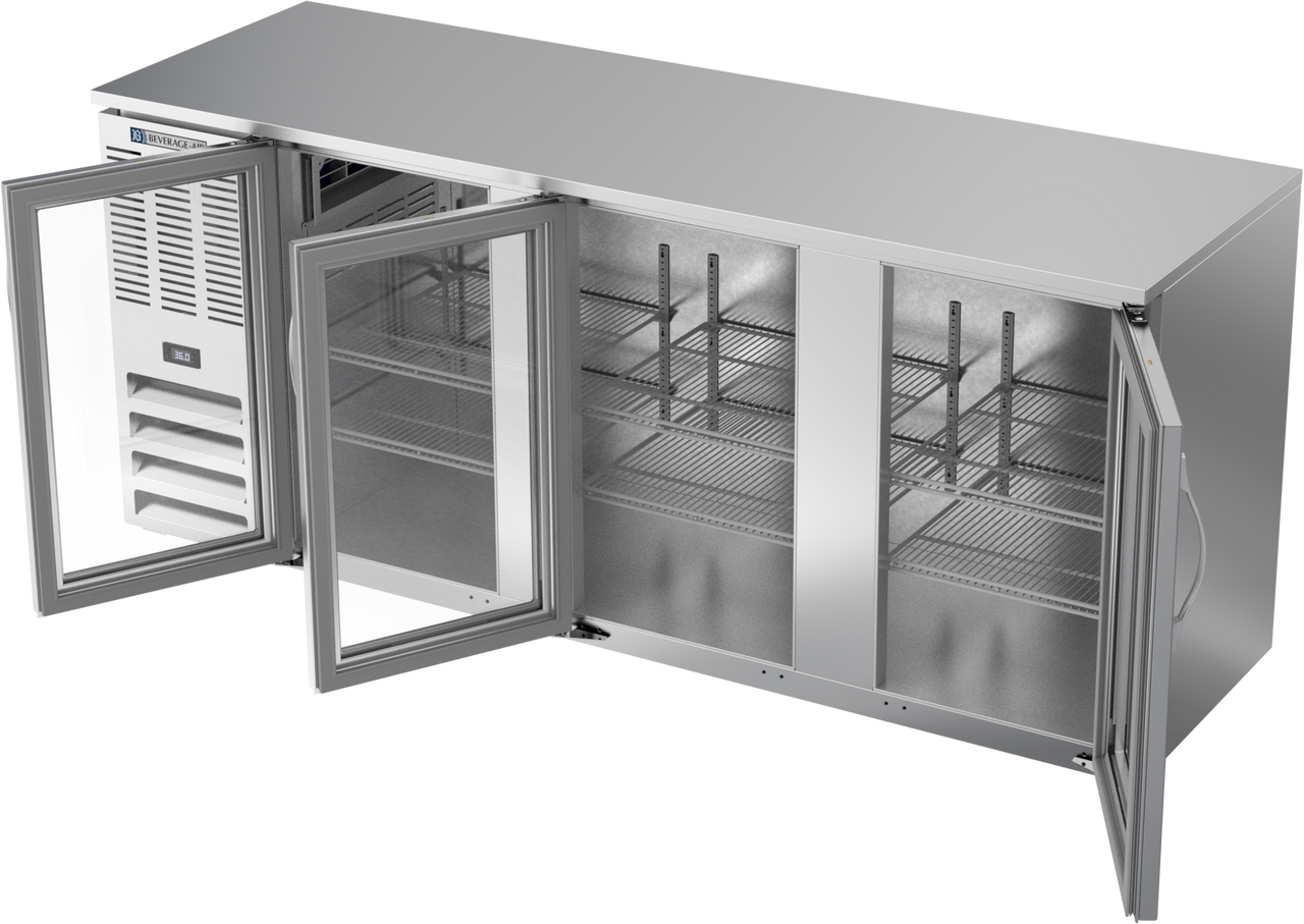 BBN78HC-G-S | 78" Narrow Depth Glass Doors Back Bar in Stainless Steel BBN78HC-G-S | 78" Narrow Depth Glass Doors Back Bar in Stainless Steel