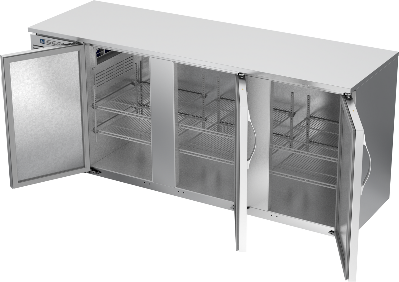 BBN78HC-S | 78" Narrow Depth Solid Doors Back Bar in Stainless Steel