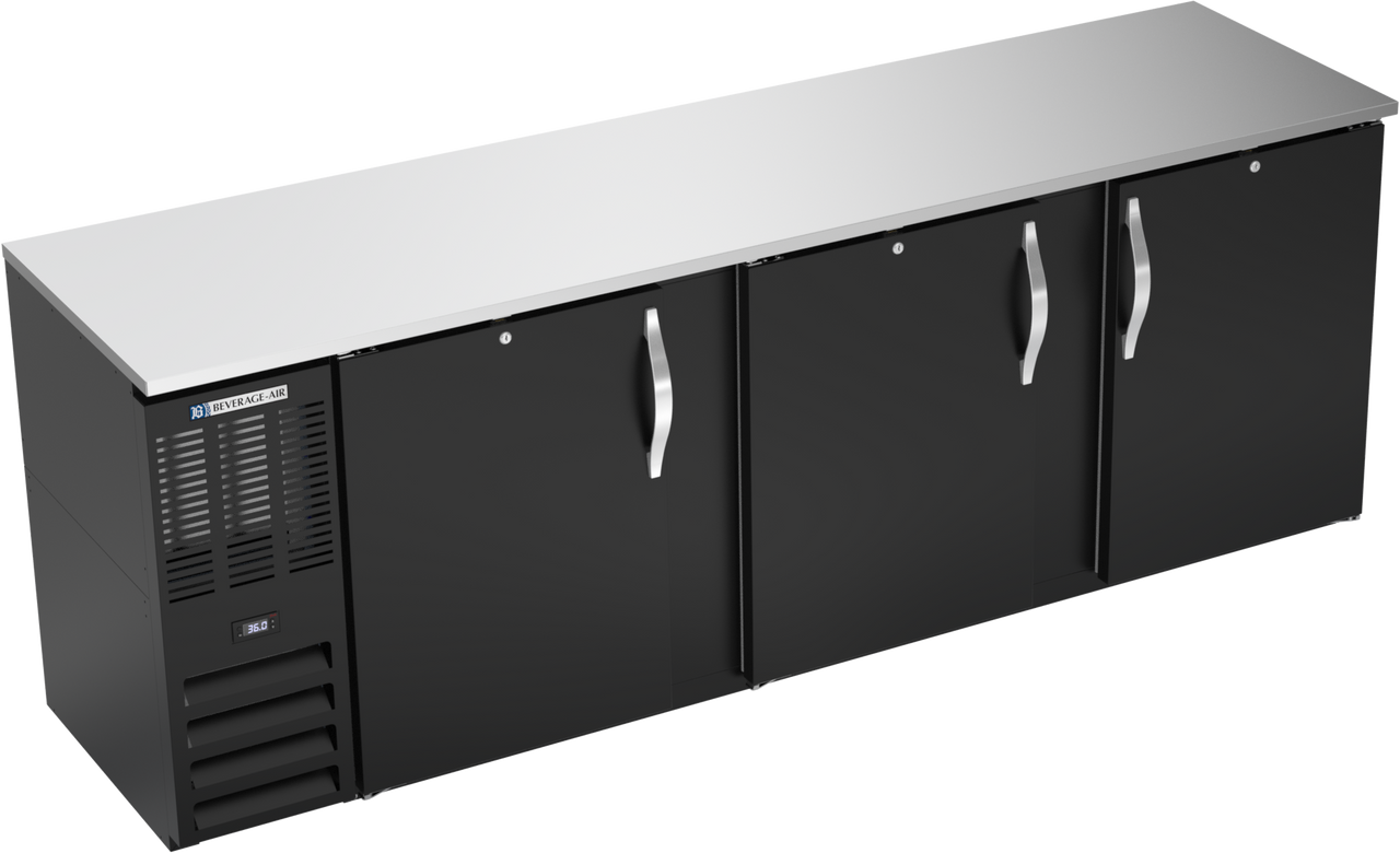 BBN94HC-B | 94" Narrow Depth Solid Doors Back Bar in Black BBN94HC-B | 94" Narrow Depth Solid Doors Back Bar in Black