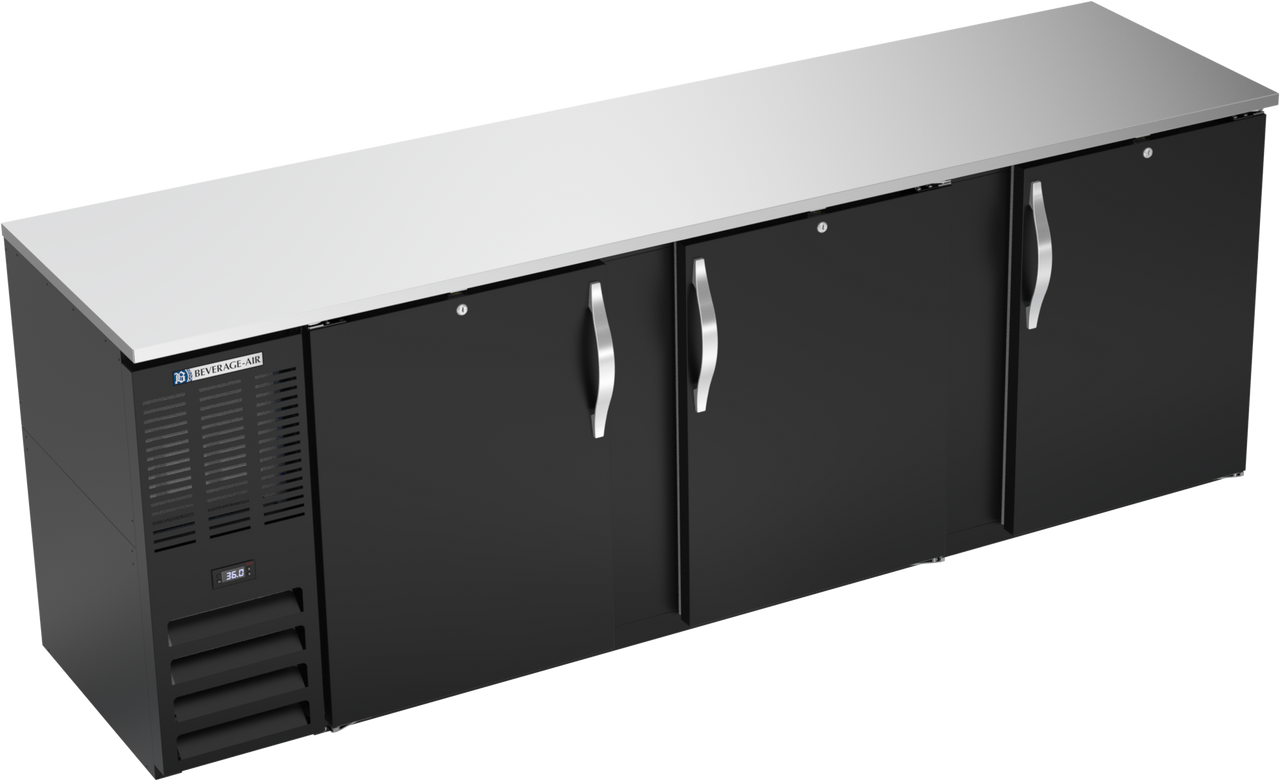 BBN94HC-B | 94" Narrow Depth Solid Doors Back Bar in Black