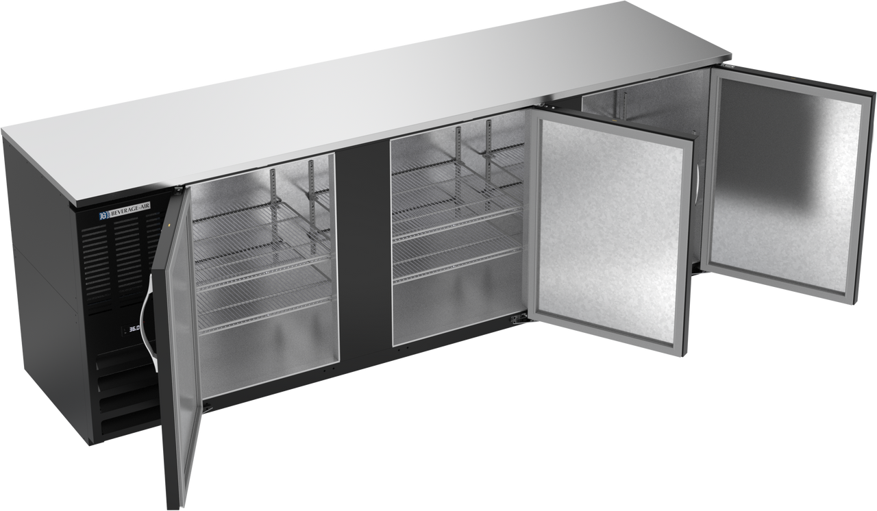 BBN94HC-B | 94" Narrow Depth Solid Doors Back Bar in Black