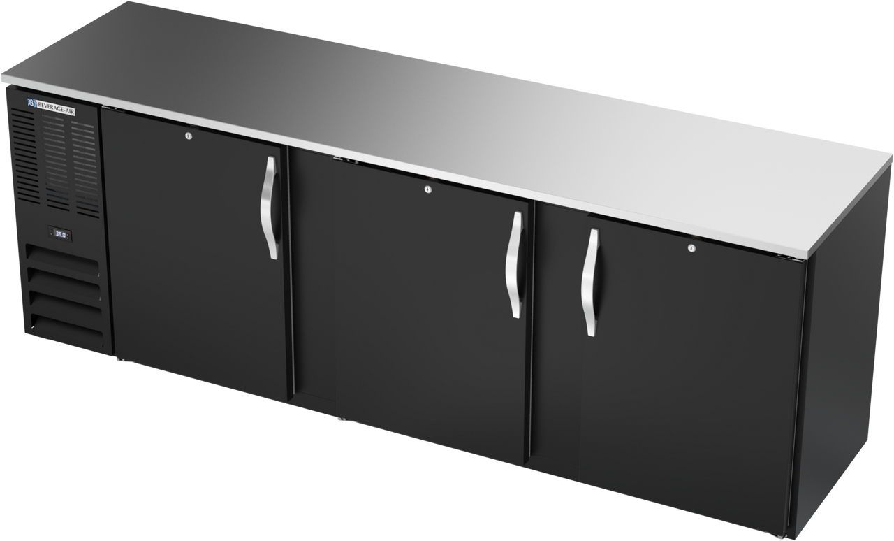 BBN94HC-F-B | 94" Narrow Depth Solid Doors Food Rated Back Bar in Black BBN94HC-F-B | 94" Narrow Depth Solid Doors Food Rated Back Bar in Black