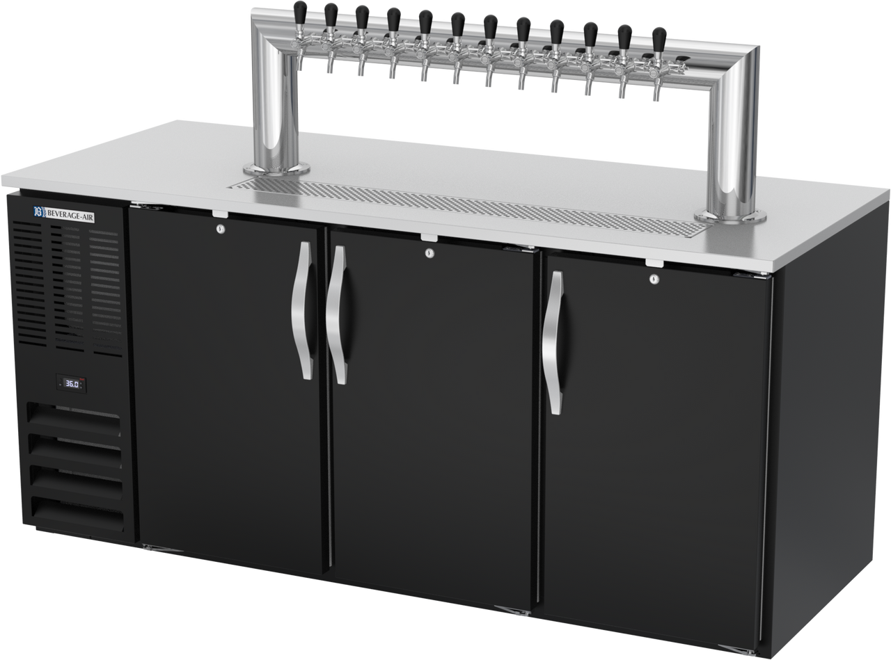DD72HC-B-12T | 72" Twelve Tap Direct Draw Dispenser in Black